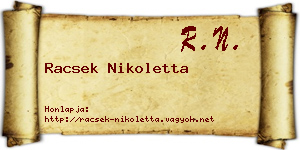 Racsek Nikoletta névjegykártya